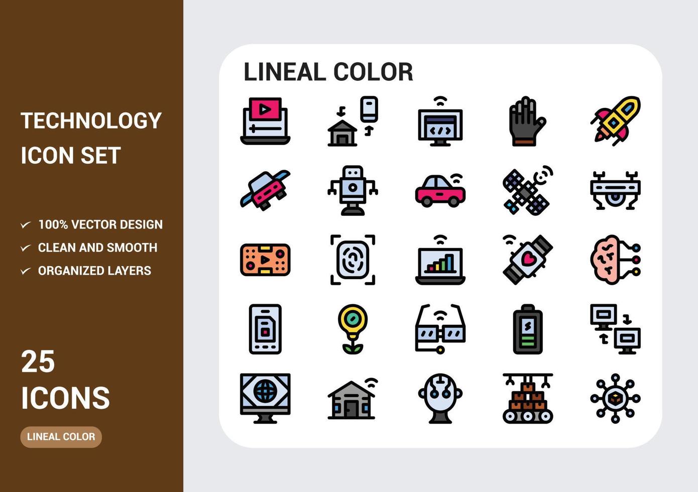 Technology icons pack vector