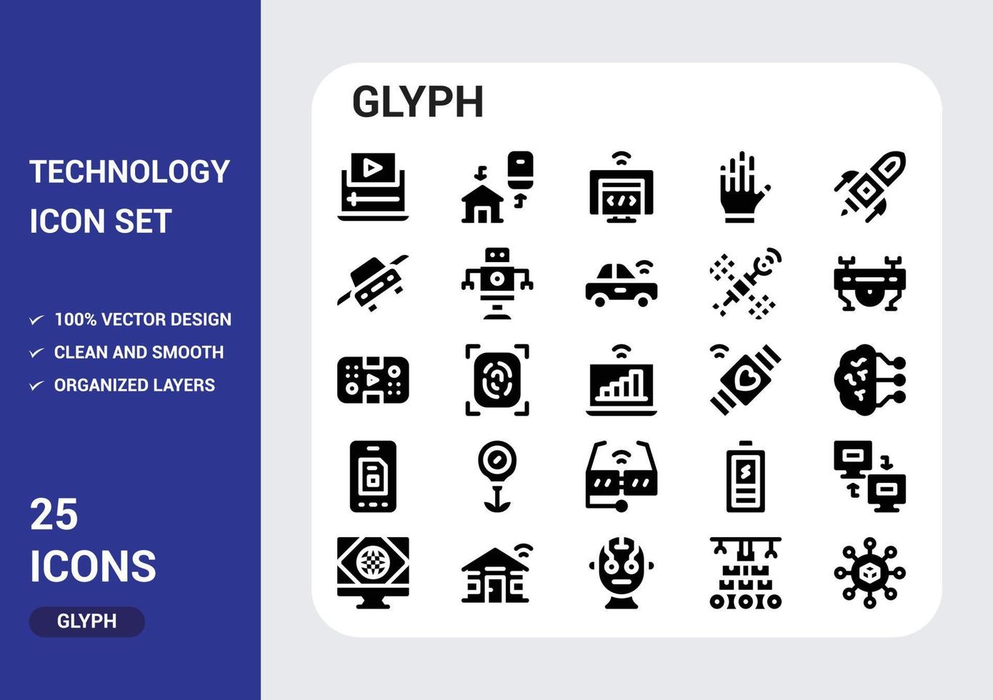 Technology icons pack vector