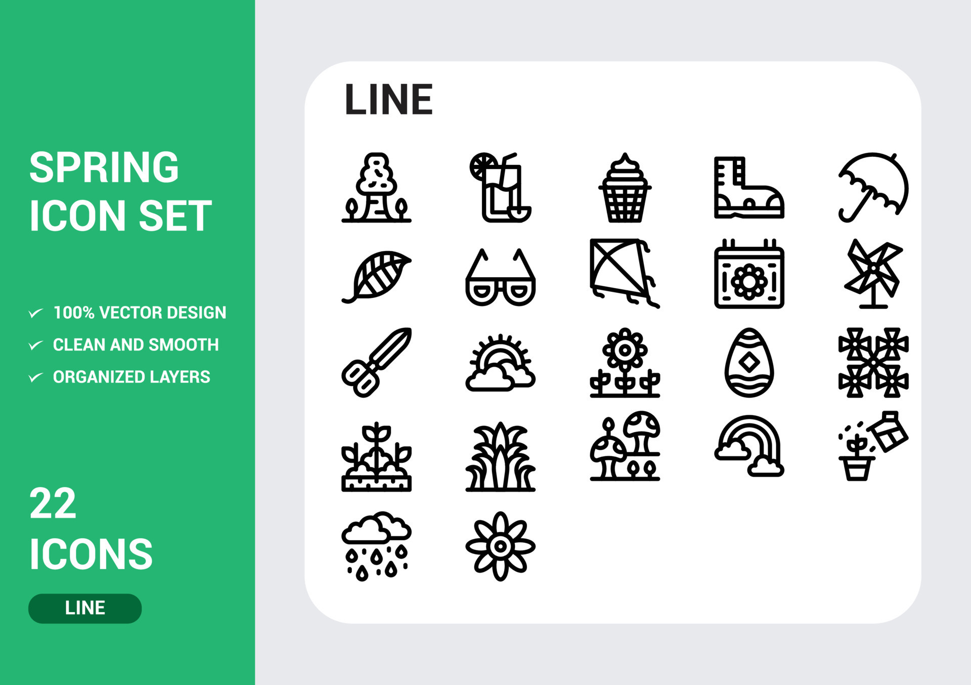 Spring icons pack 21848250 Vector Art at Vecteezy