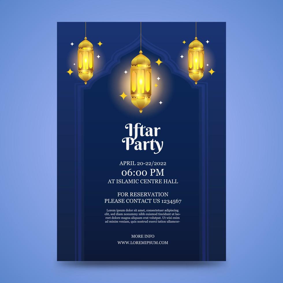 plantilla de invitación iftar. ramadán kareem. vector