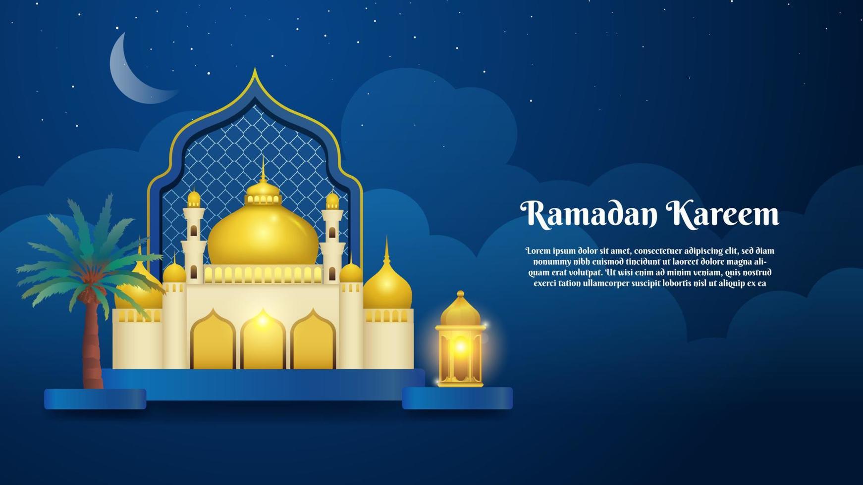 Ramadán antecedentes con mezquita y linterna. oración veces en el mes de Ramadán vector