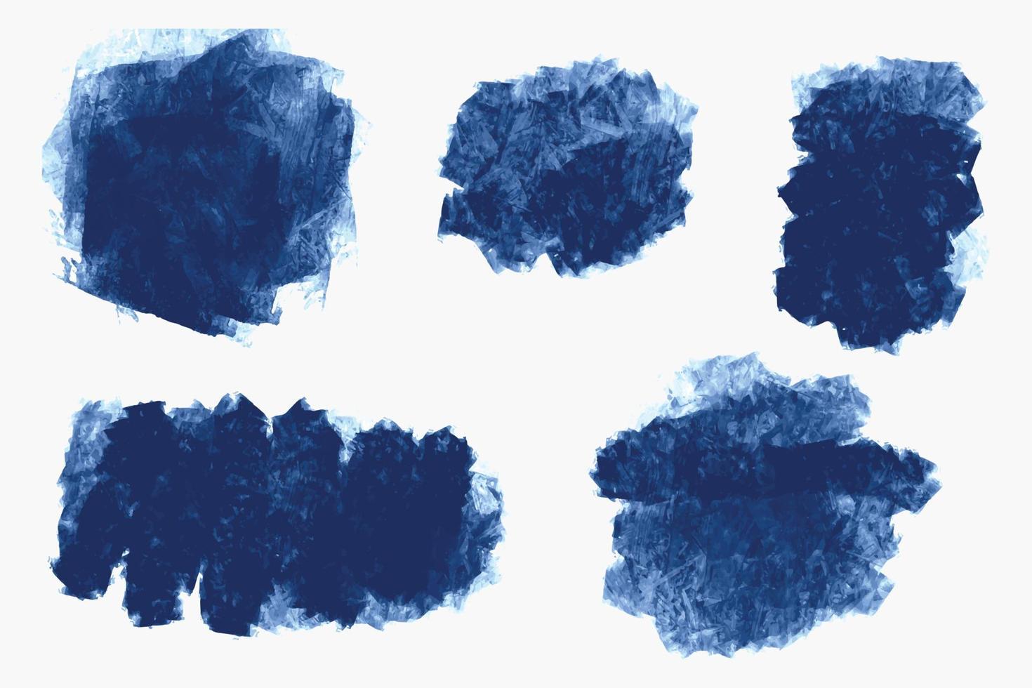 Modern blue brush stroke set watercolor design vector