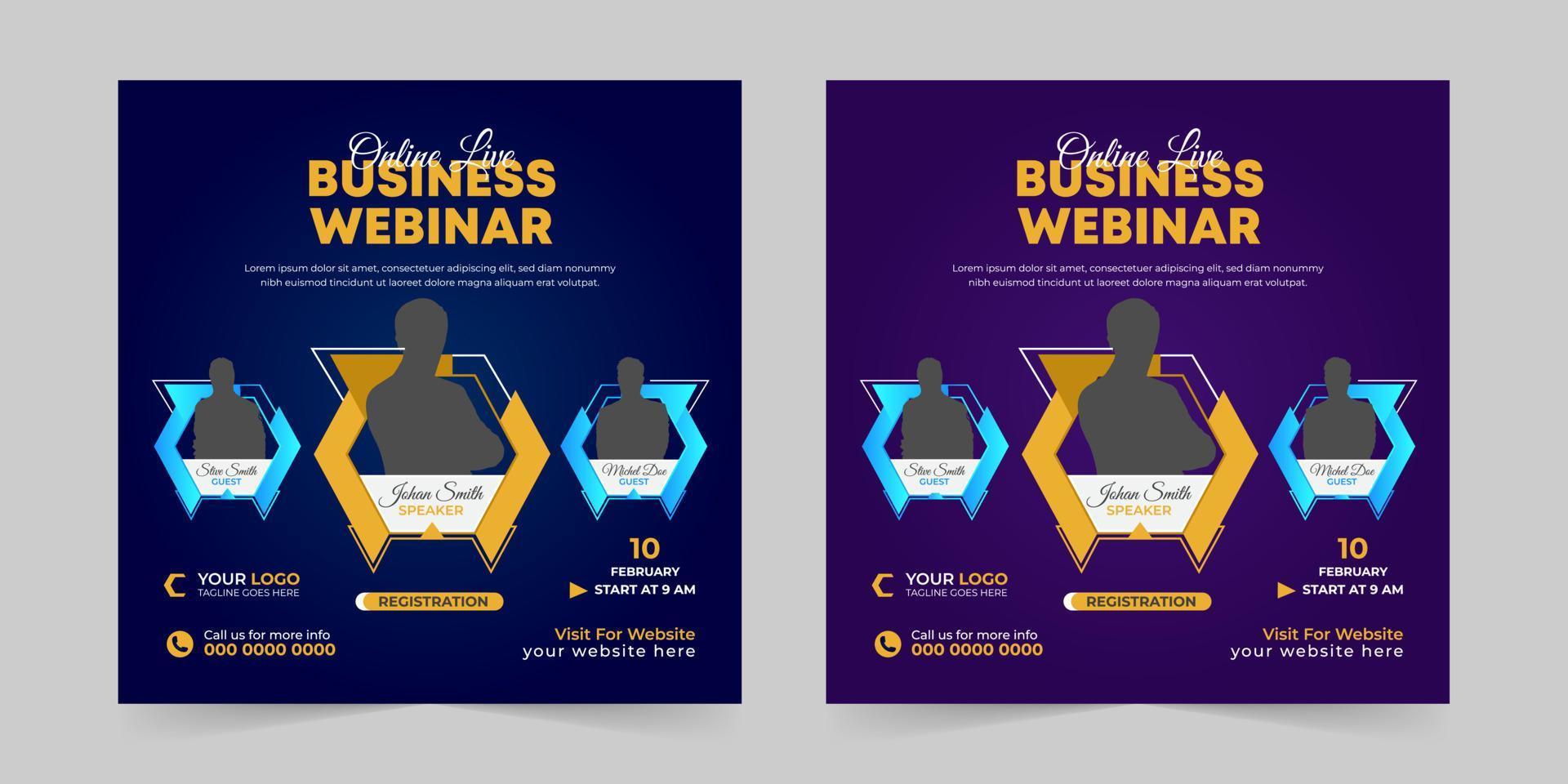 Editable business webinar conference square social media post and digital marketing promotion advertising banner design template vector