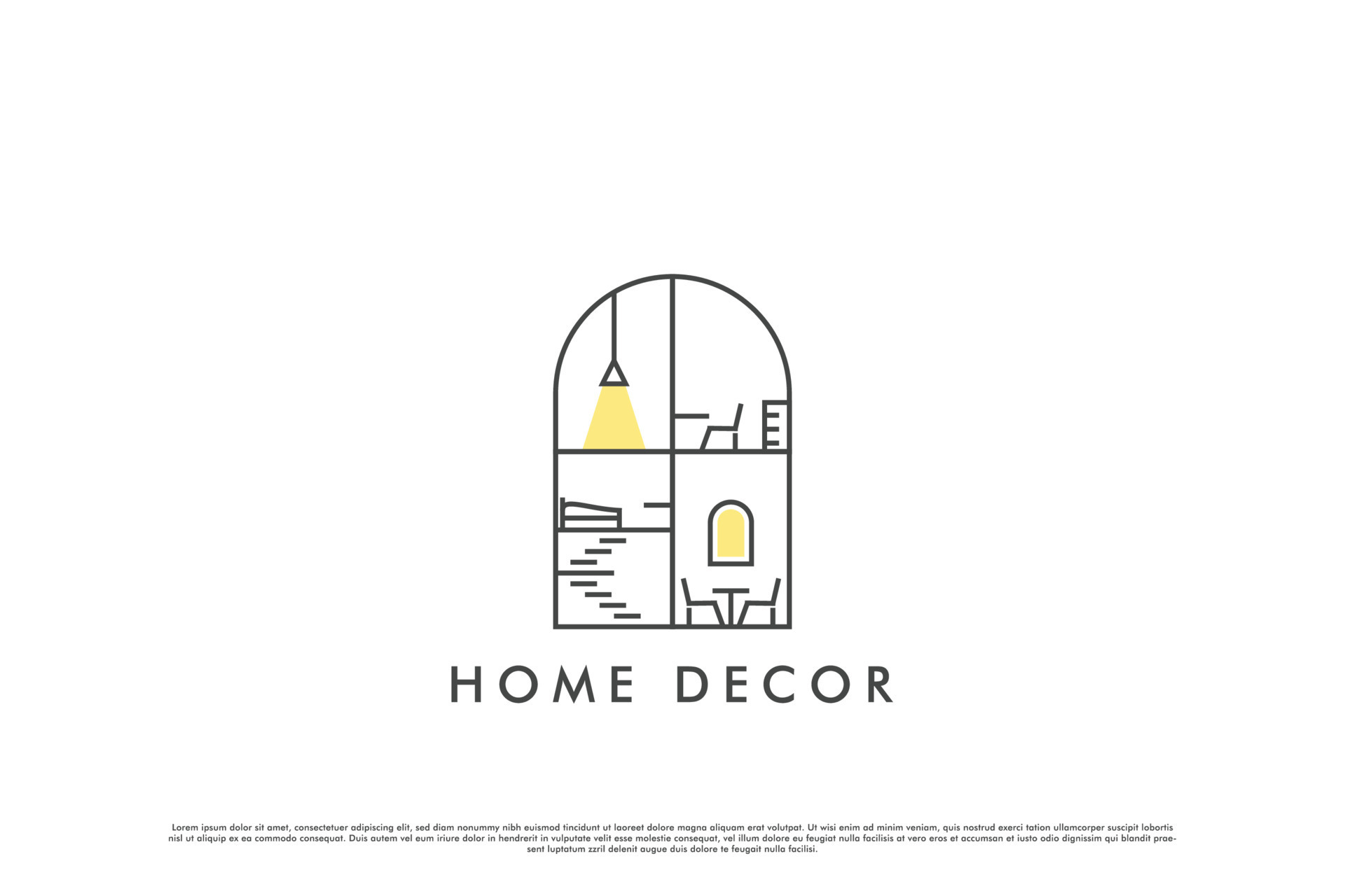 Cozy home decor logo design illustration. Minimalist level home ...