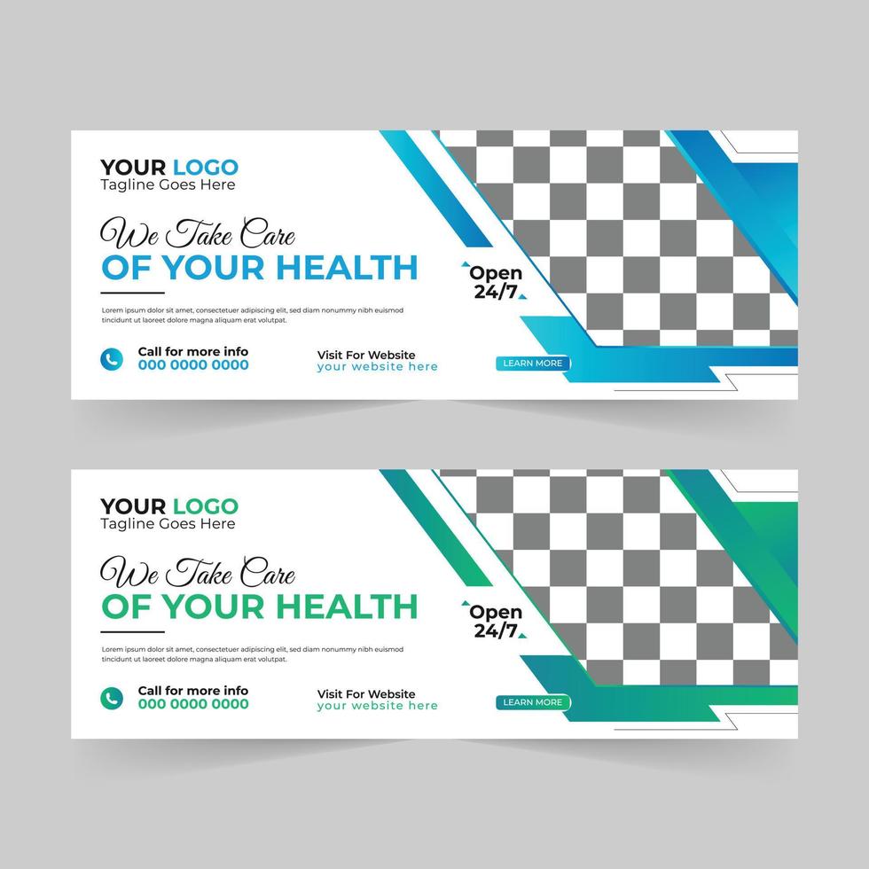 Medical healthcare Facebook covers photos for social media, promotion web banner ads sales, and discount banner vector template Design.