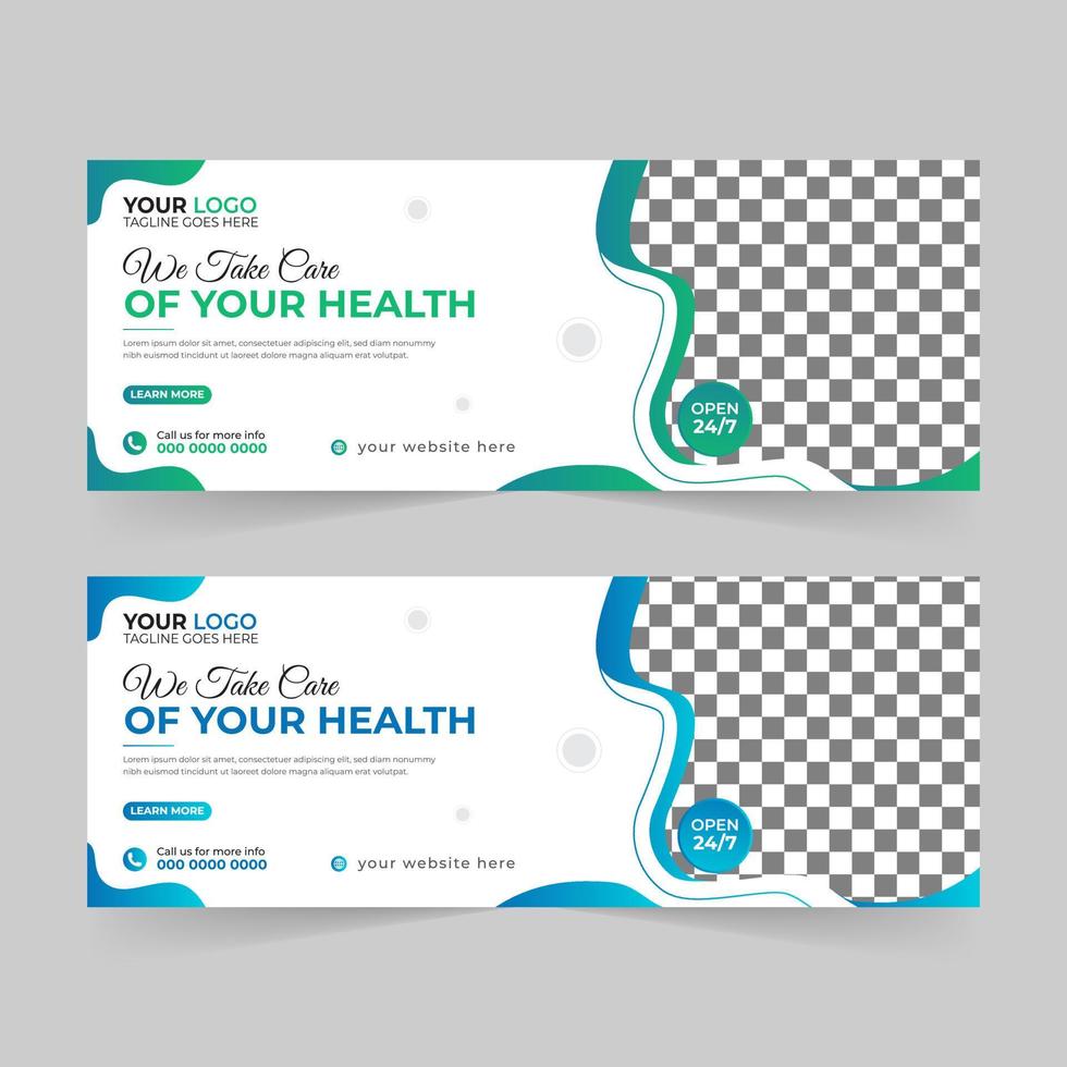 Medical healthcare Facebook covers photos for social media, promotion web banner ads sales, and discount banner vector template Design.
