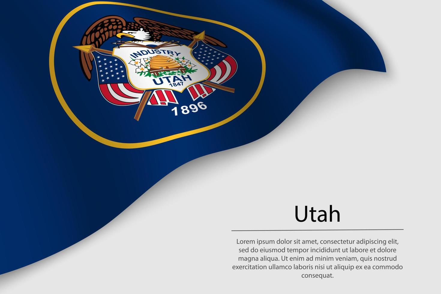 Wave flag of Utah is a state of United States. vector