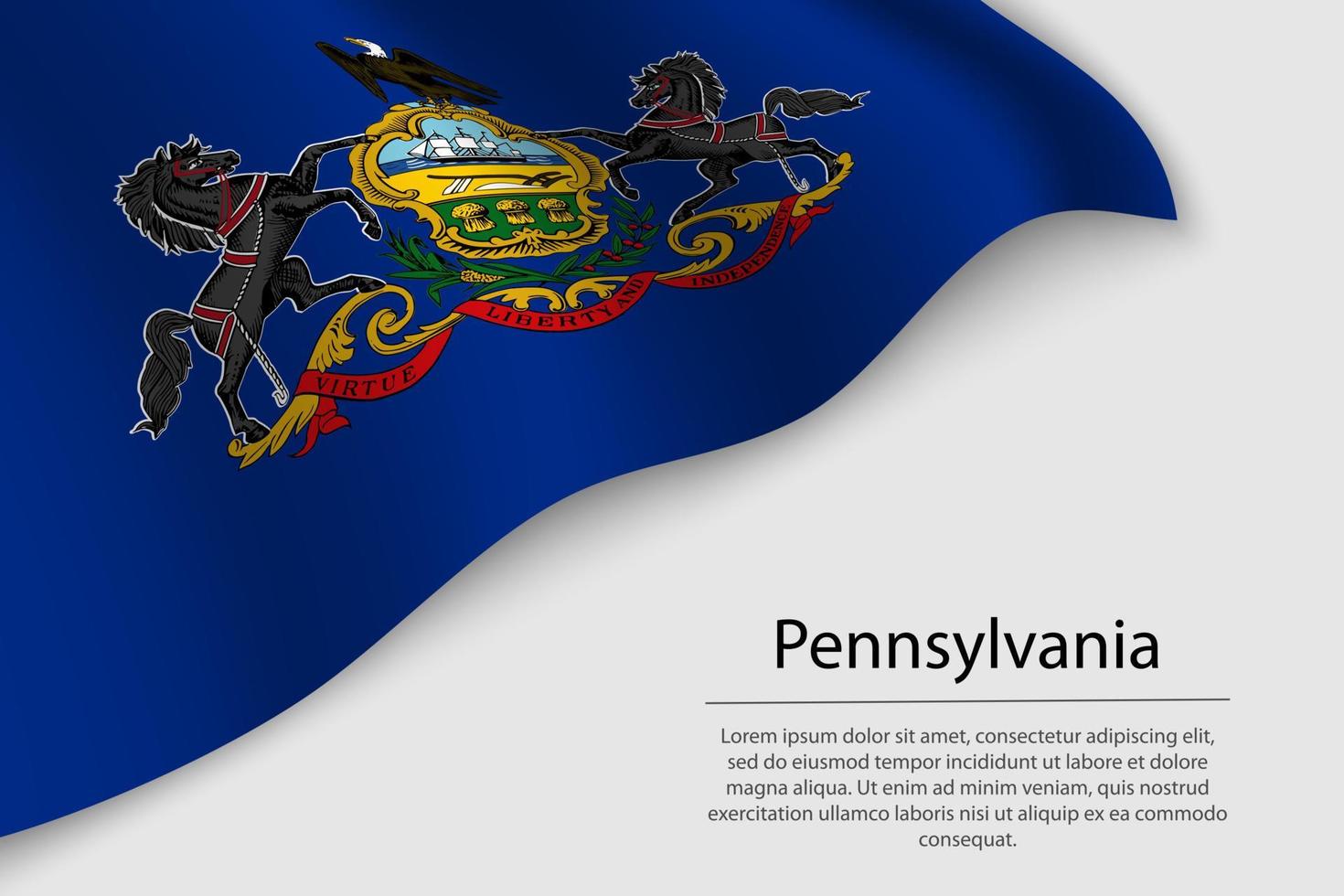 Wave flag of Pennsylvania is a state of United States. vector