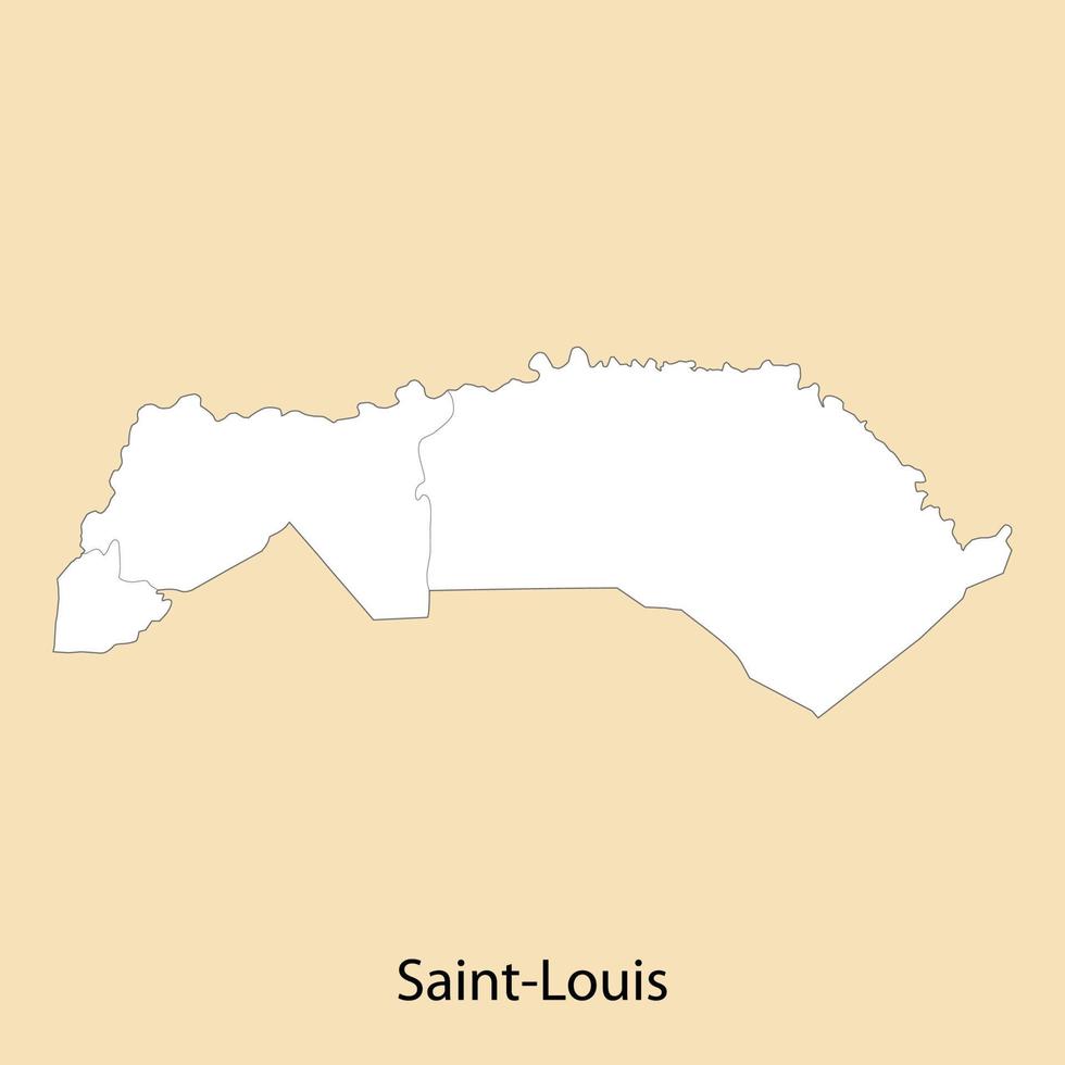 High Quality map of Saint-Louis is a region of Senegal, vector