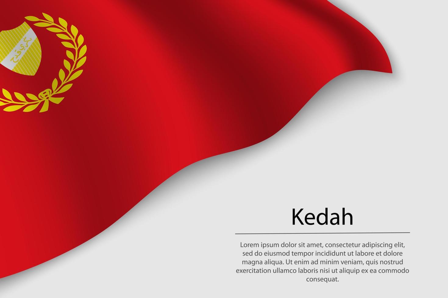 Wave flag of Kedah is a region of Malaysia vector