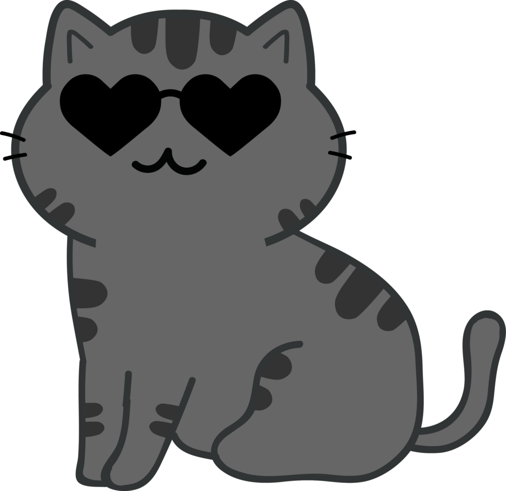 Cat with sunglasses cartoon character crop-out png