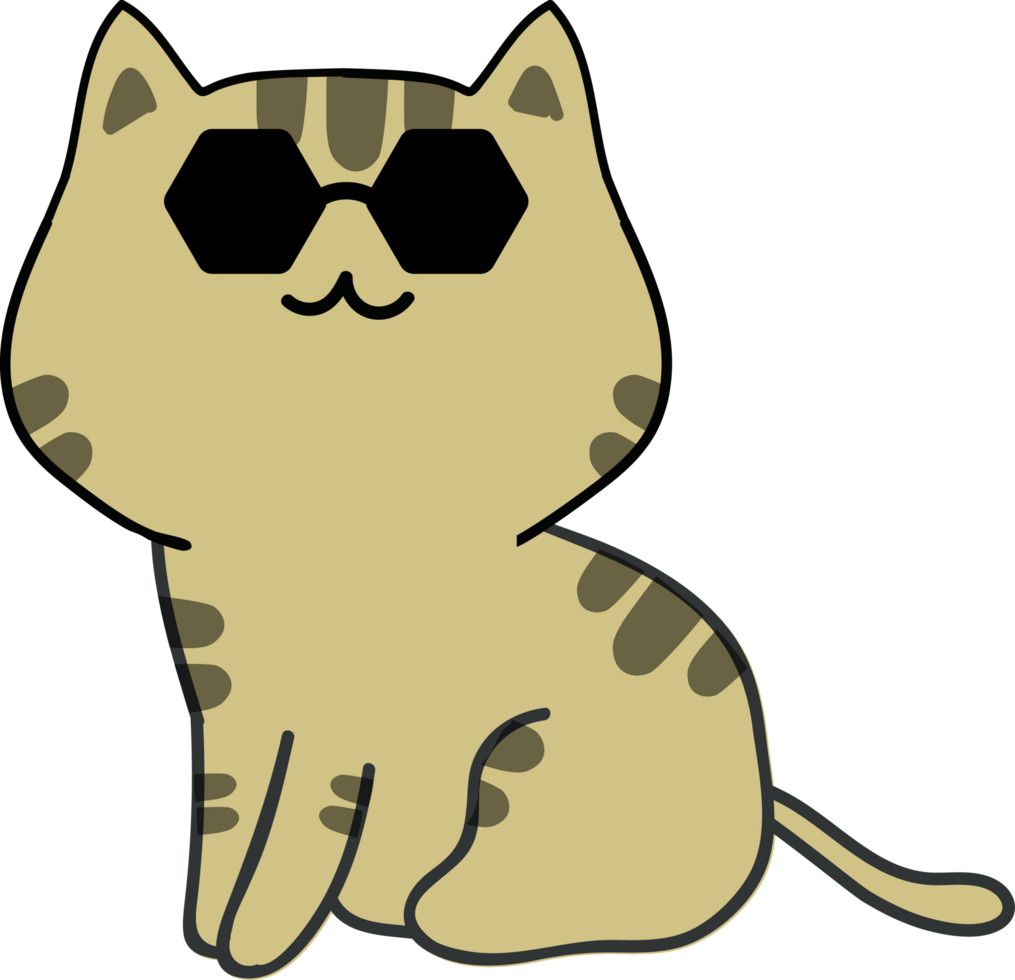 Cat with sunglasses cartoon character crop-out png