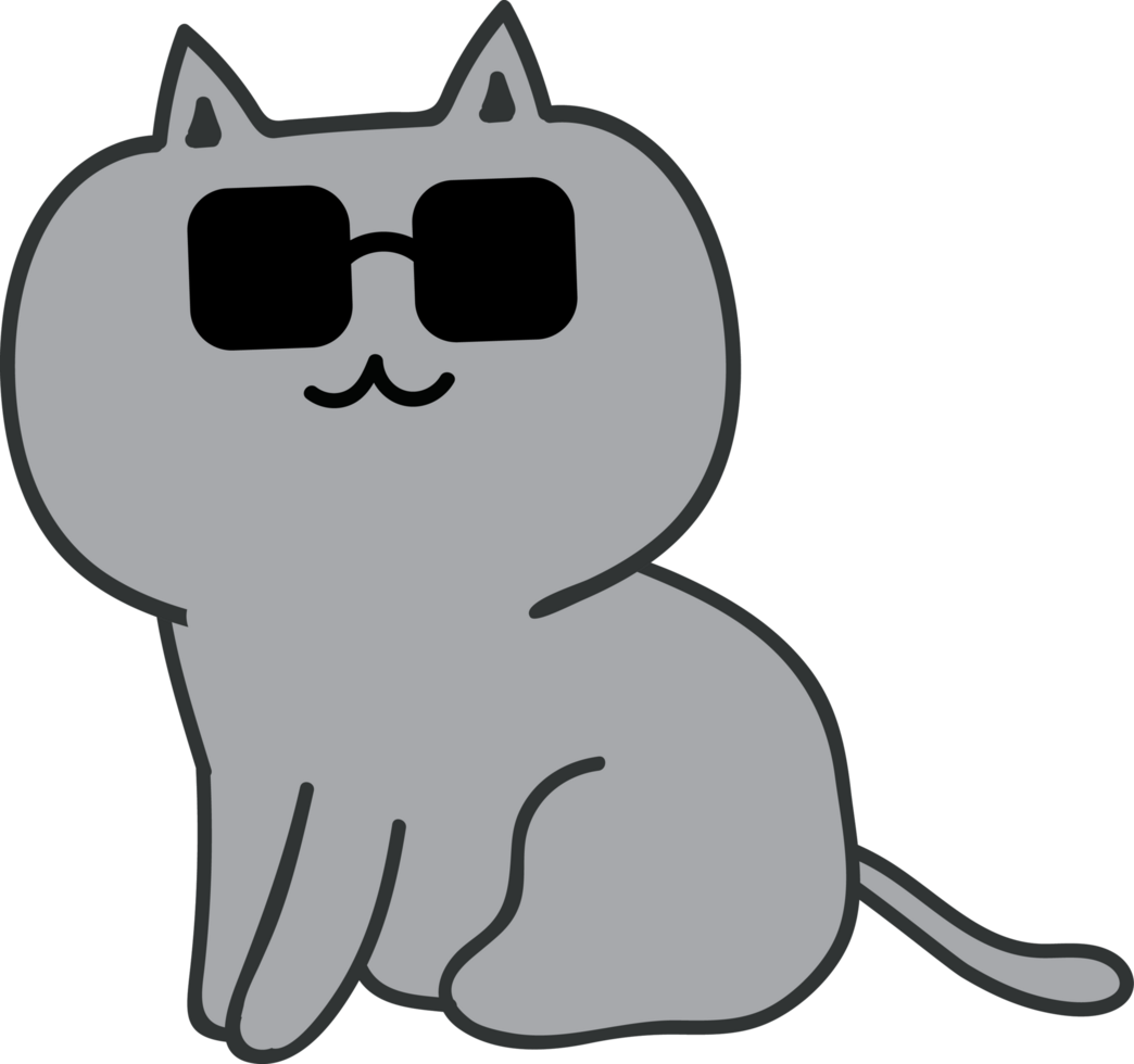 Cat with sunglasses cartoon character crop-out png