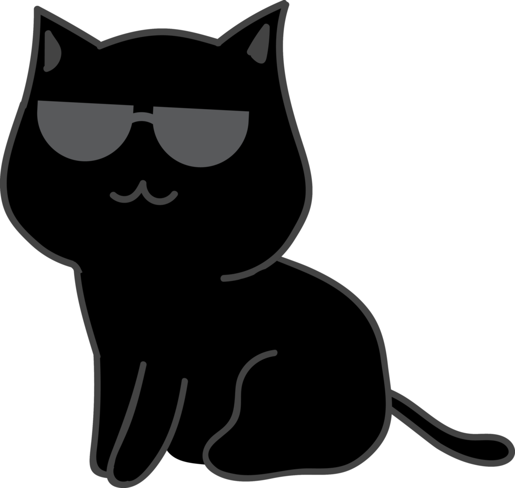 Cat with sunglasses cartoon character crop-out png