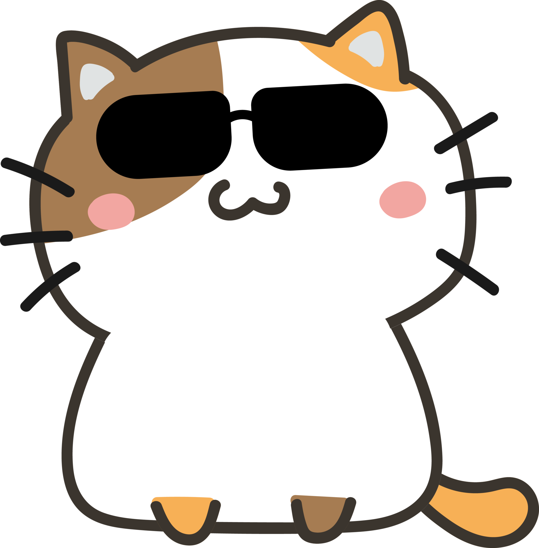 Cat with sunglasses cartoon character cropout 21848525 PNG