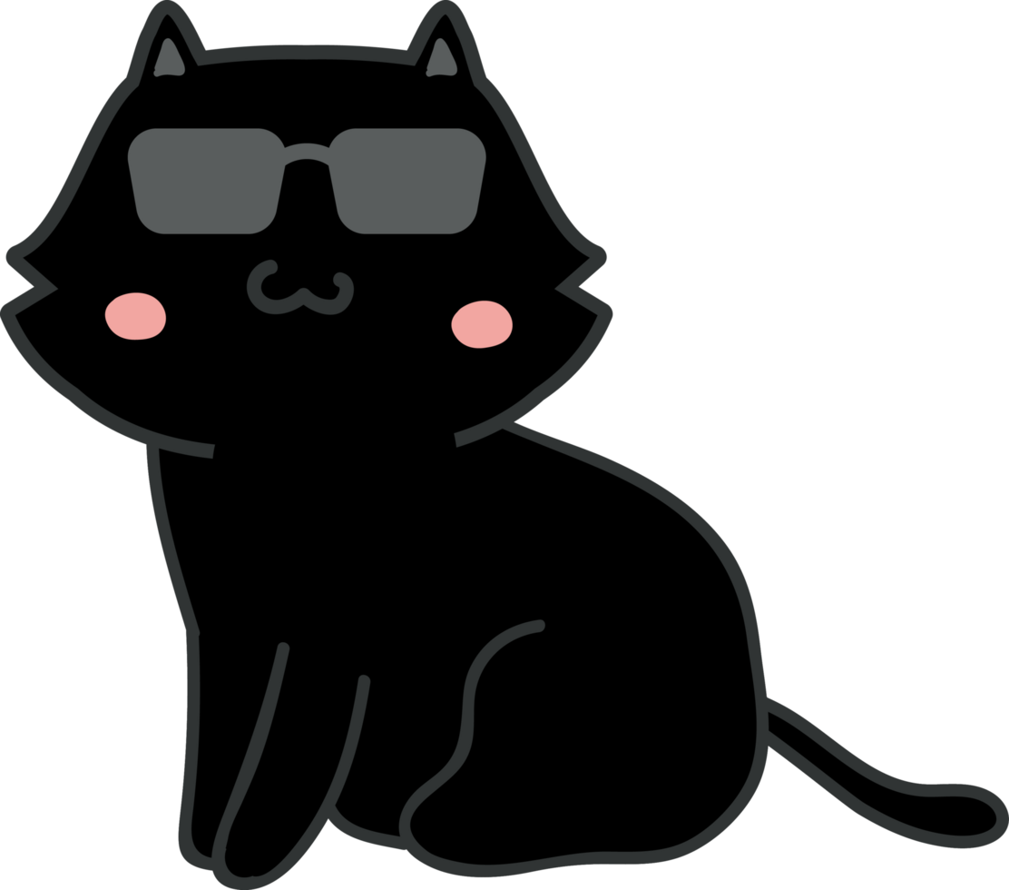 Cat with sunglasses cartoon character crop-out png