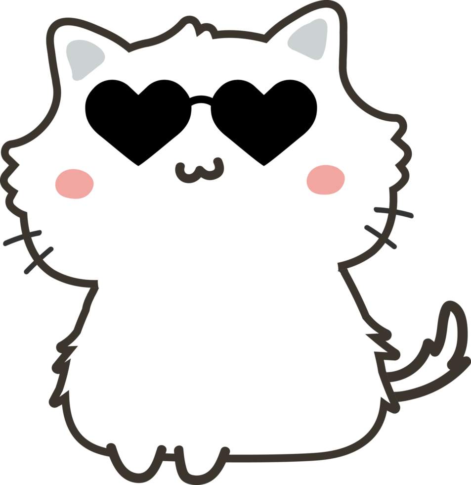 Cat with sunglasses cartoon character crop-out png