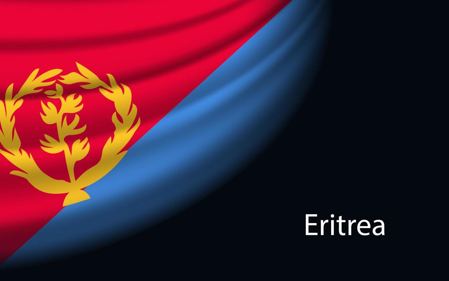 Wave flag of Eritrea on dark background. vector