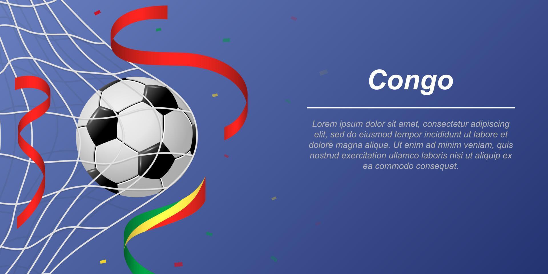 fútbol antecedentes con volador cintas en colores de el bandera de congo vector