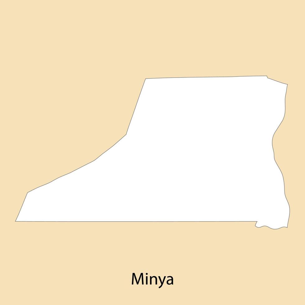 alto calidad mapa de Minya es un región de Egipto vector