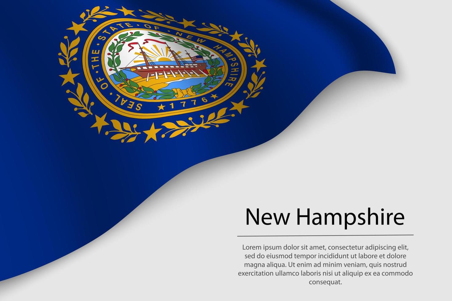 Wave flag of New Hampshire is a state of United States. vector