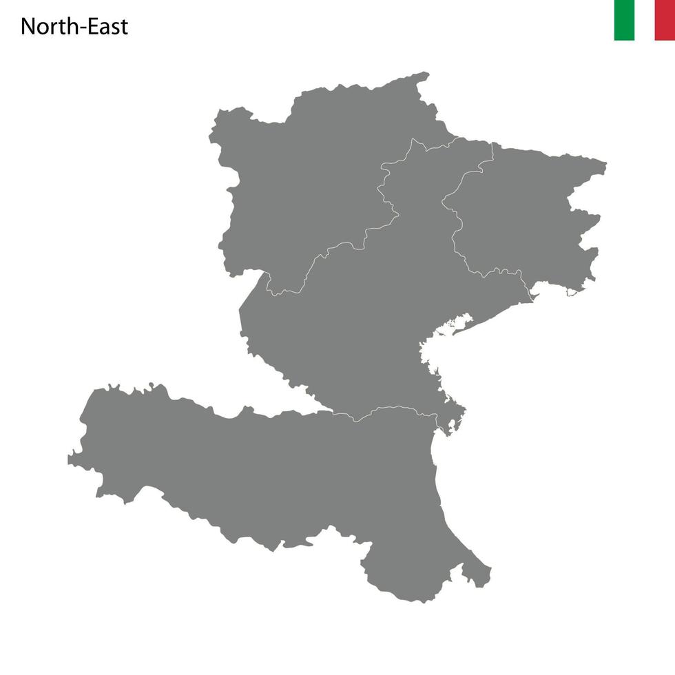 High Quality map Northeast region of Italy, with borders vector