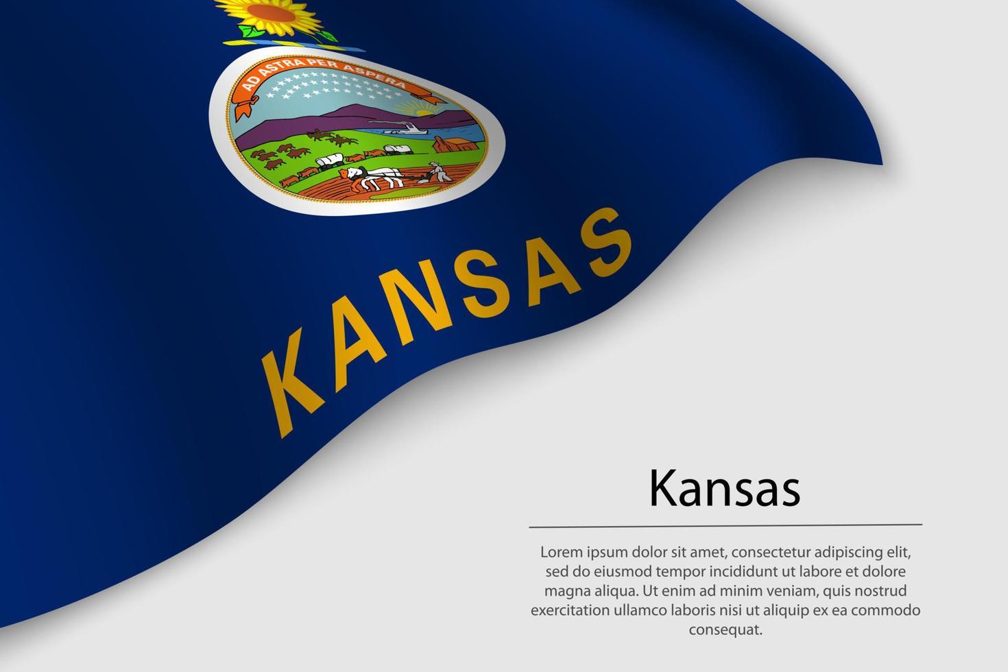 Wave flag of Kansas is a state of United States. vector