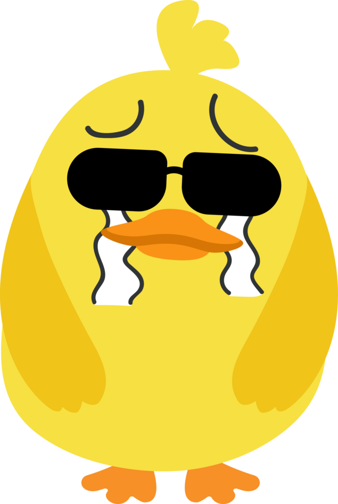 Chick with sunglasses cartoon character crop-out png