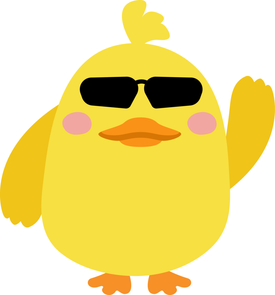 Chick with sunglasses cartoon character crop-out png