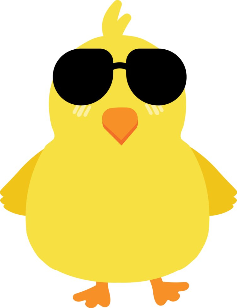 Chick with sunglasses cartoon character crop-out png