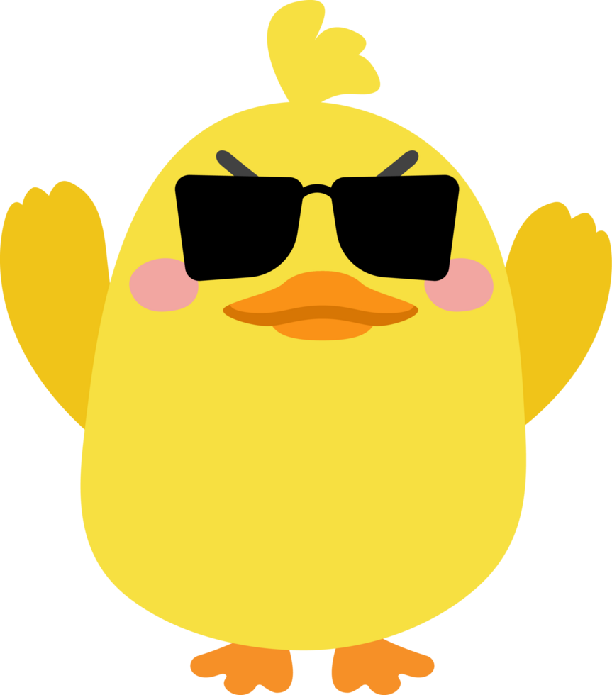 Chick with sunglasses cartoon character crop-out png