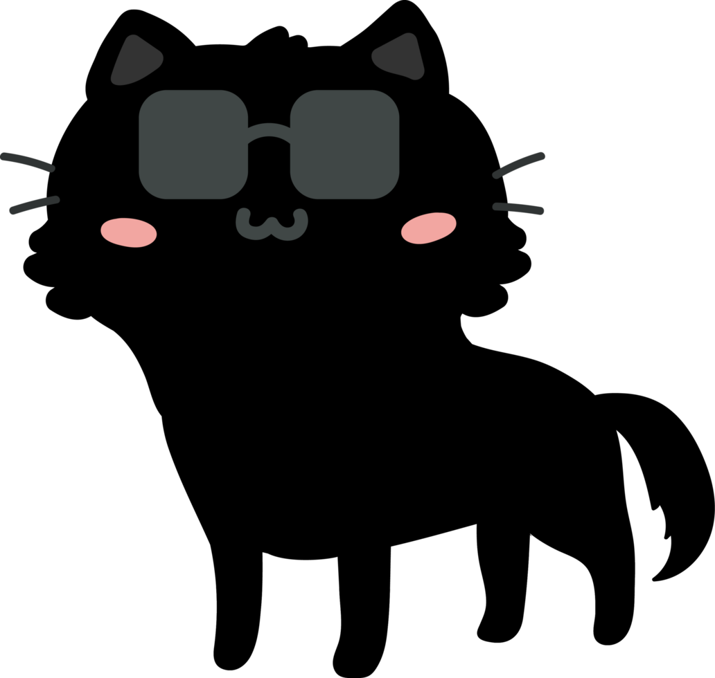 Cat with sunglasses cartoon character crop-out png