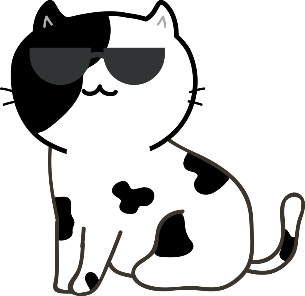 Cat with sunglasses cartoon character crop-out png