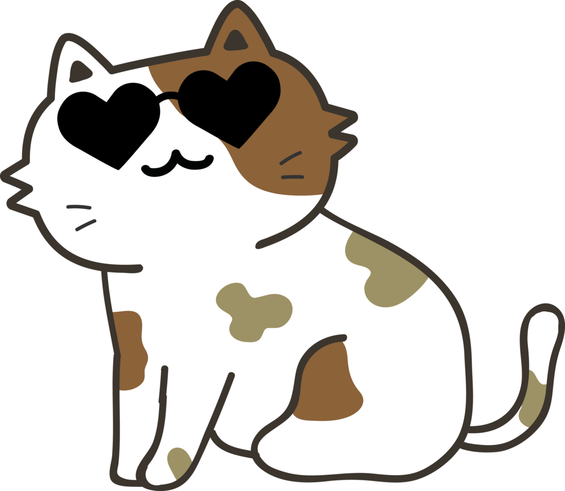 Cat with sunglasses cartoon character crop-out png