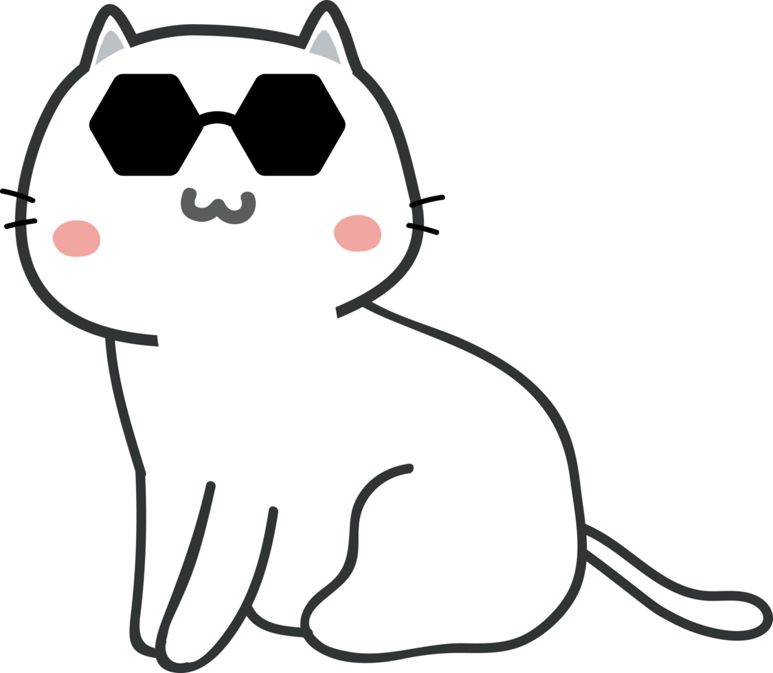 Cat with sunglasses cartoon character crop-out png