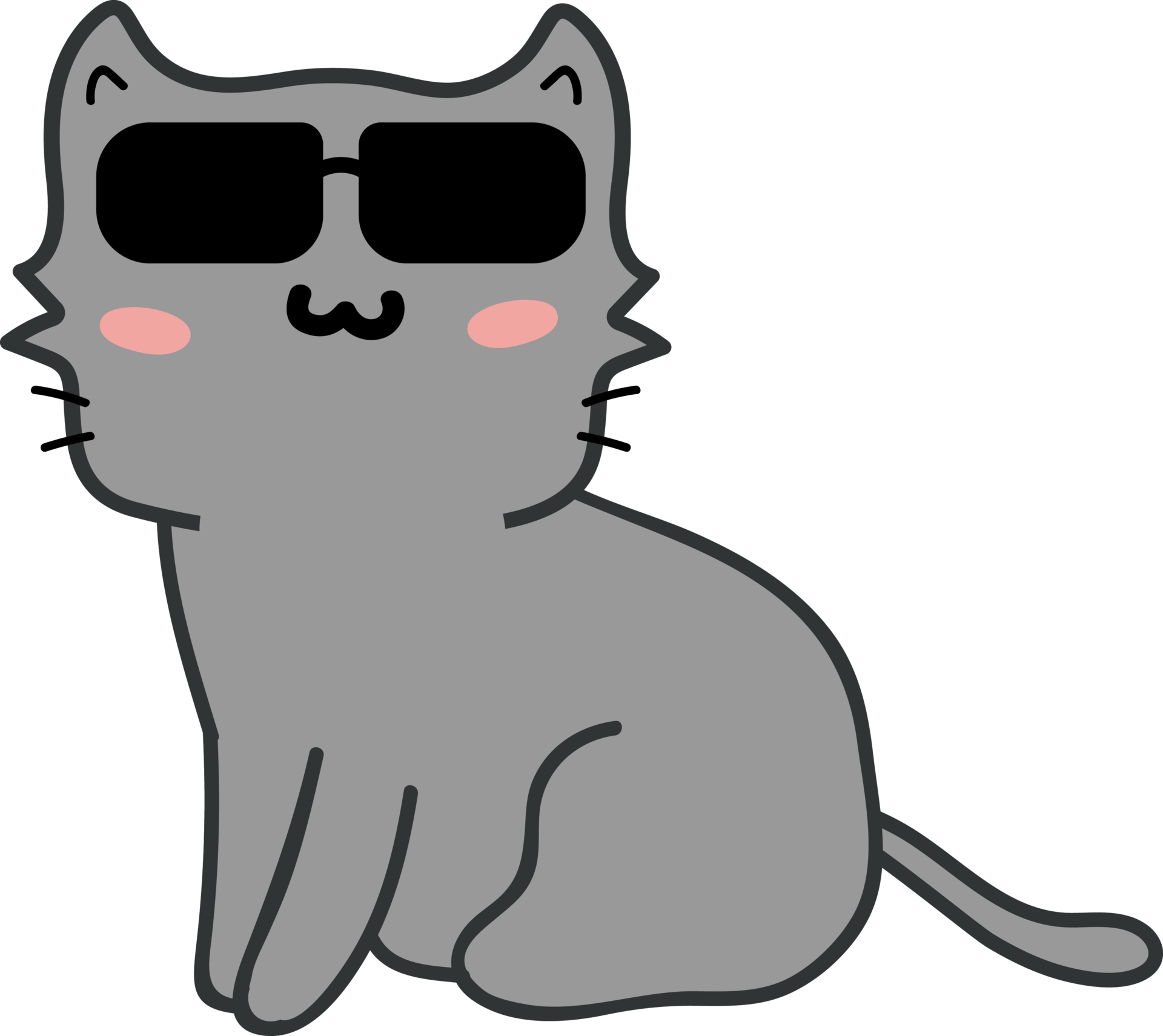 Free Cat with sunglasses cartoon character cropout 21848768 PNG with