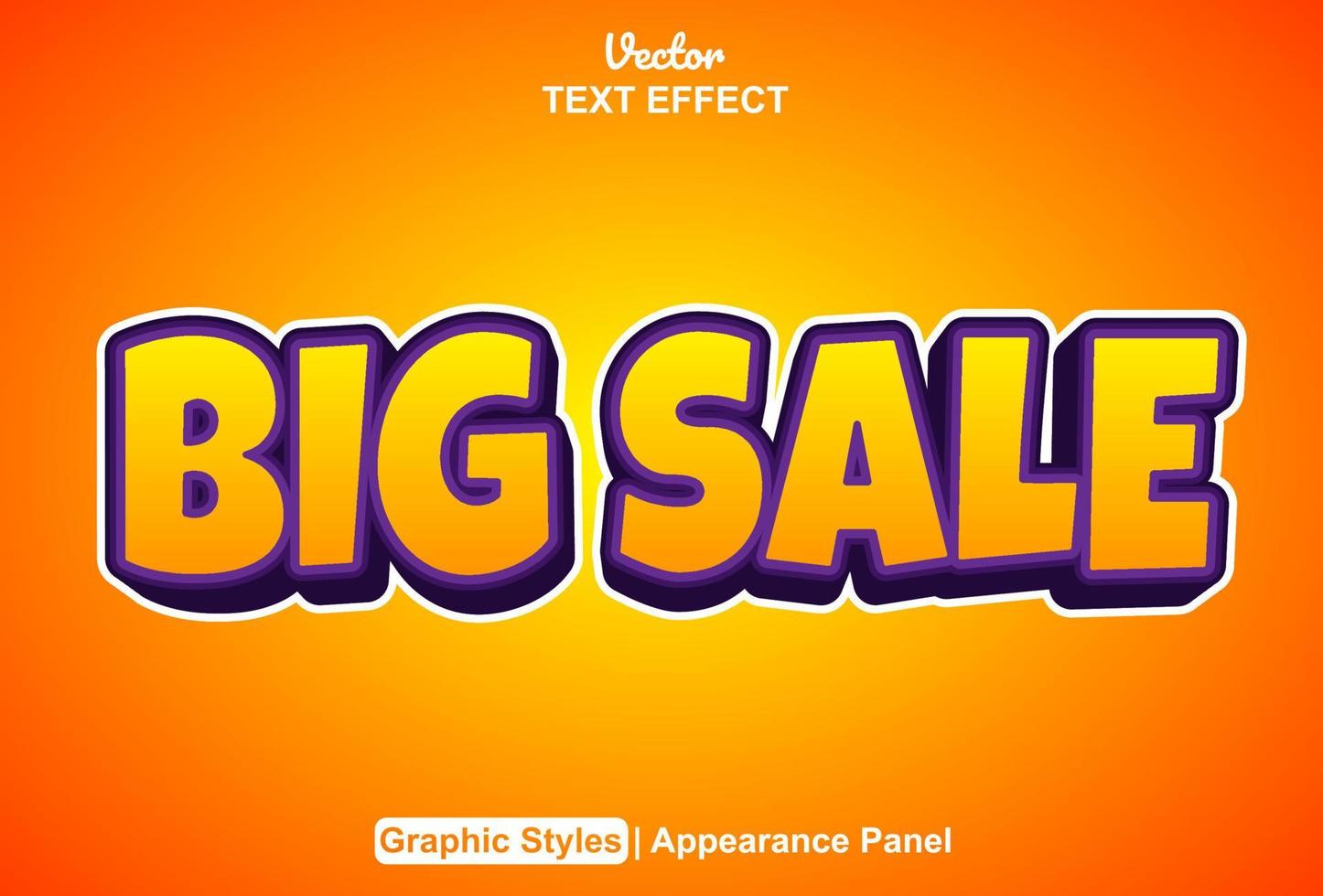 big sale text effect with orange color graphic style editable. vector