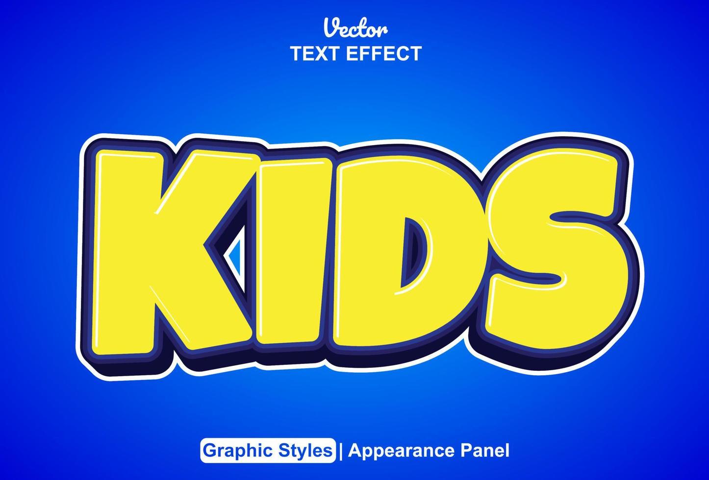 kids text effect with yellow and blue color graphic style editable. vector