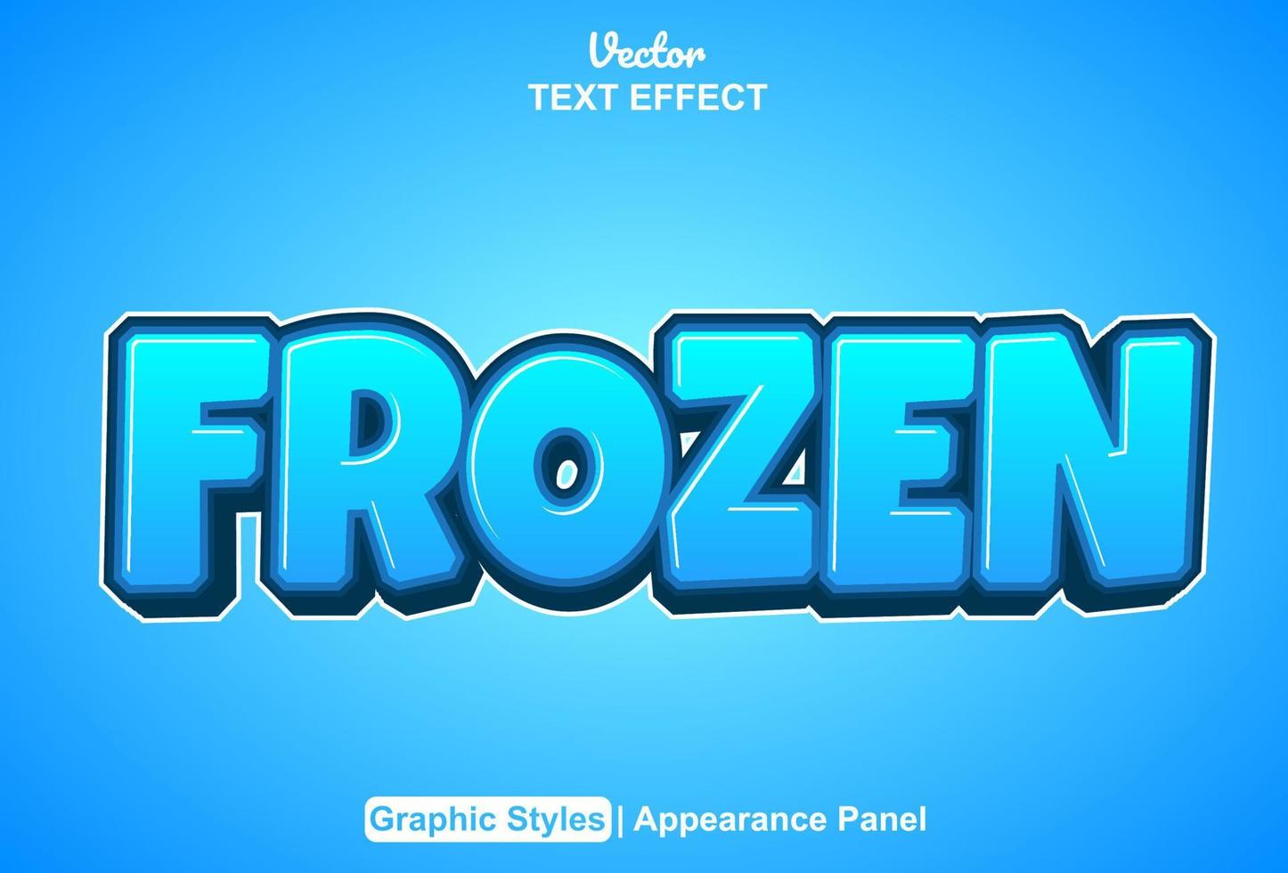 frozen text effect with editable blue color graphic style. vector