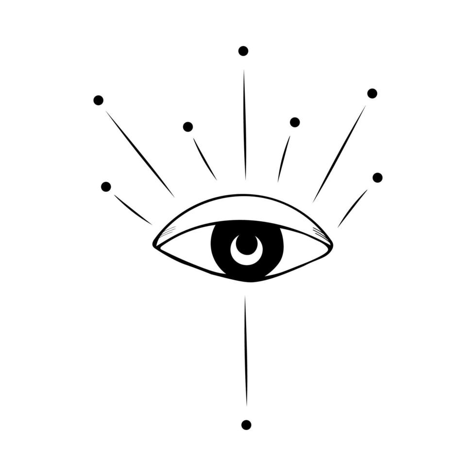 mano dibujado todas viendo ojo línea icono. tercero ojo símbolo. místico y esotérico ojo. vector ilustración.