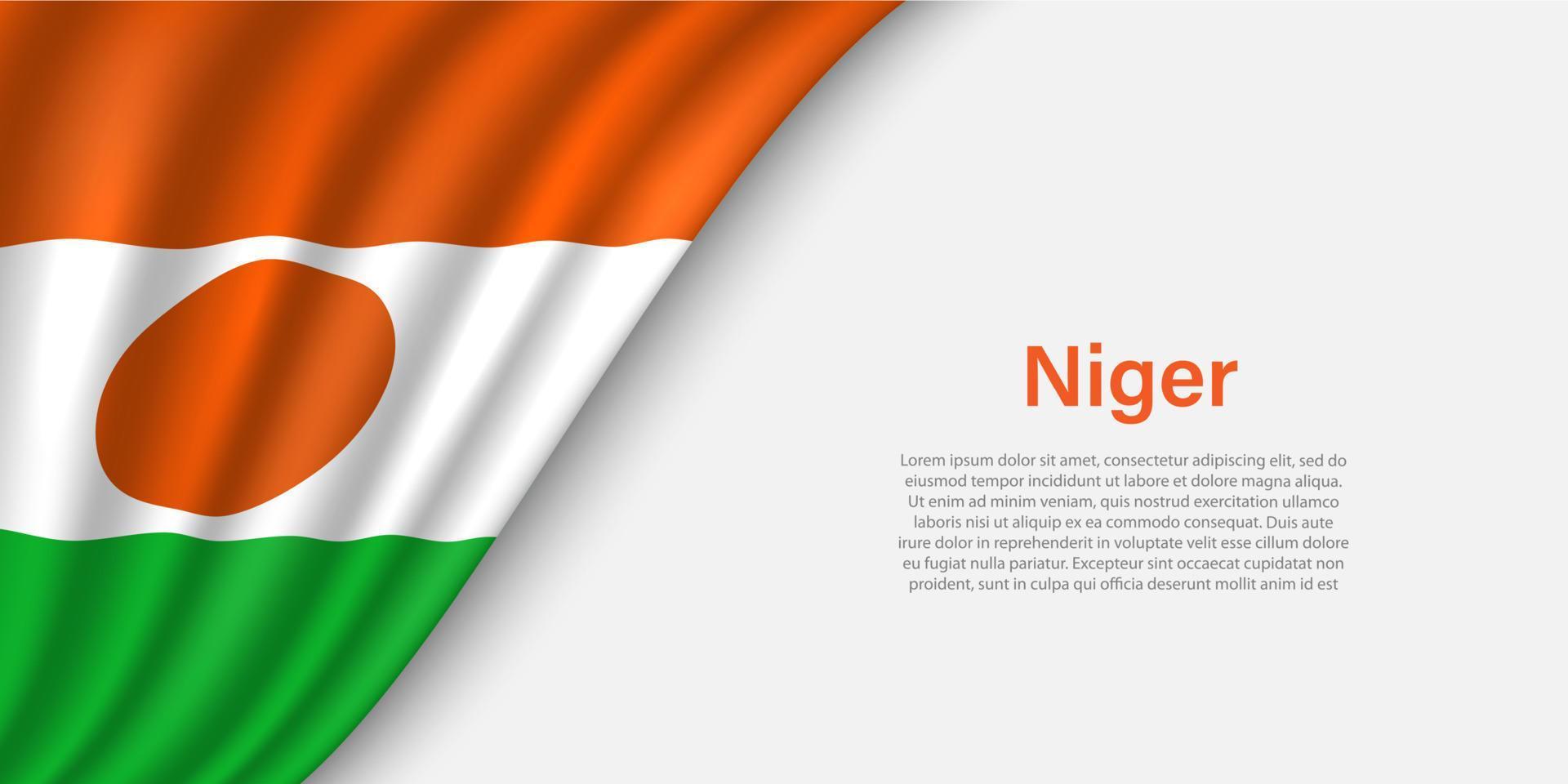 Wave flag of Niger on white background. vector