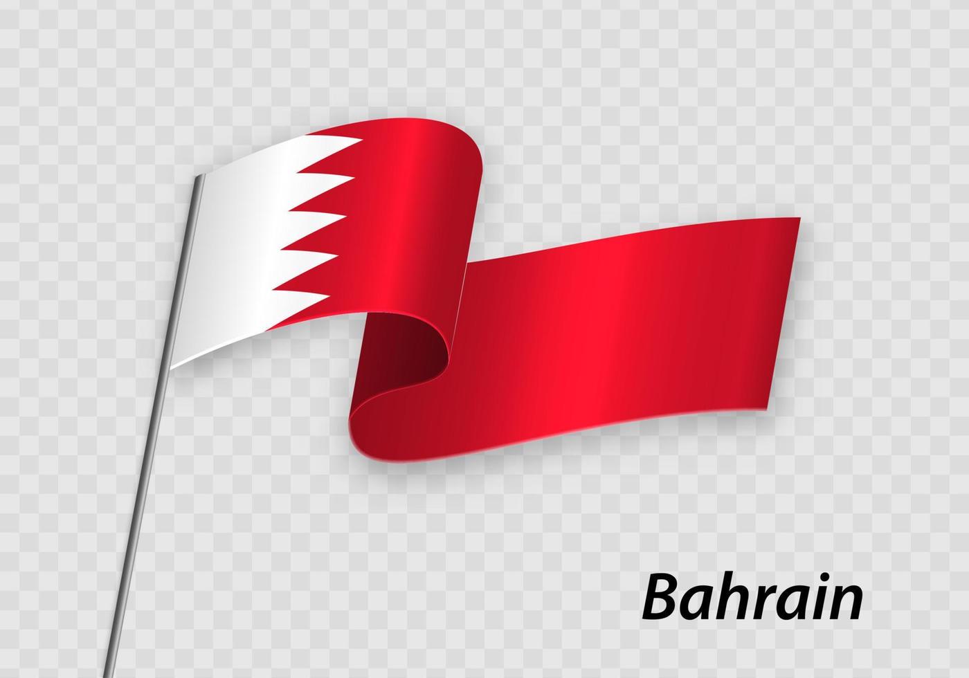 Waving flag of Bahrain on flagpole. Template for independence day vector