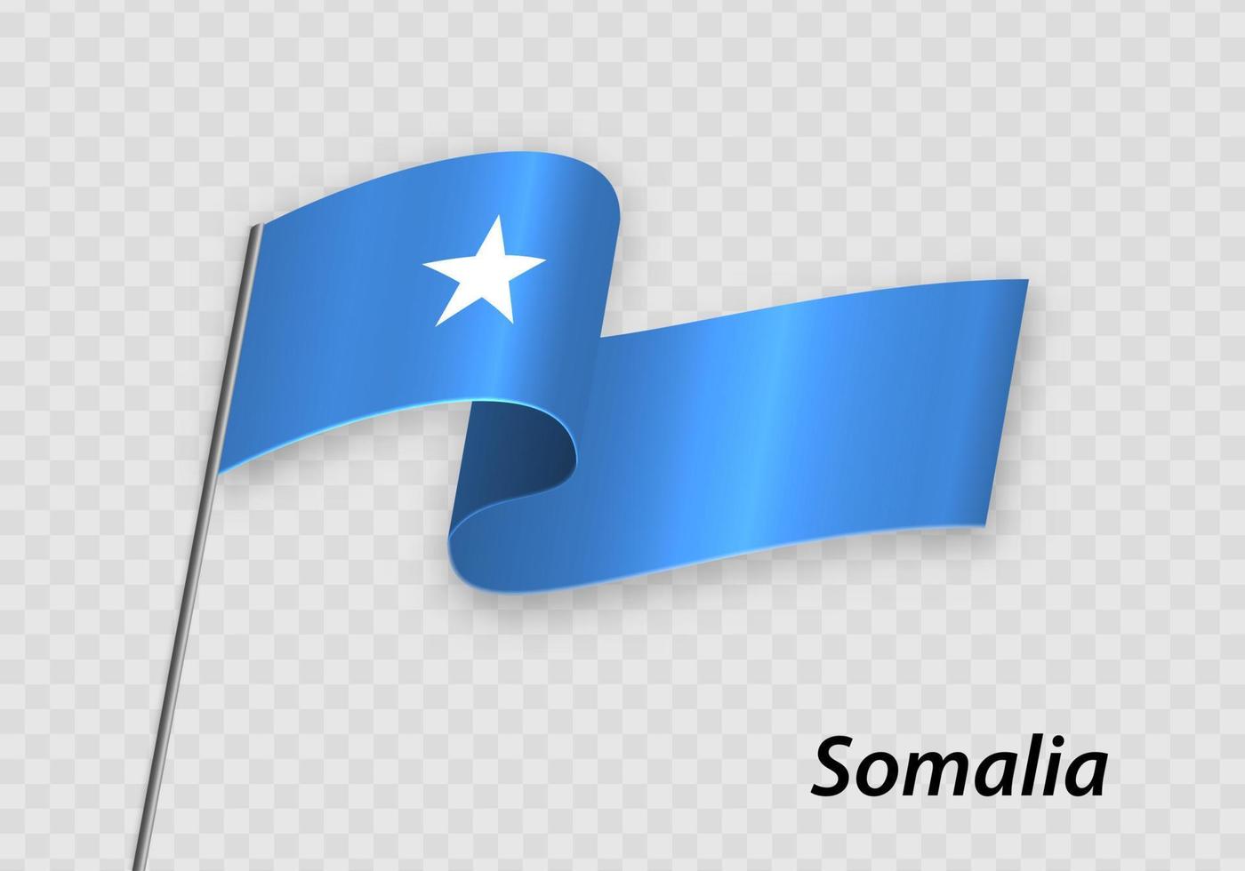 Waving flag of Somalia on flagpole. Template for independence da vector