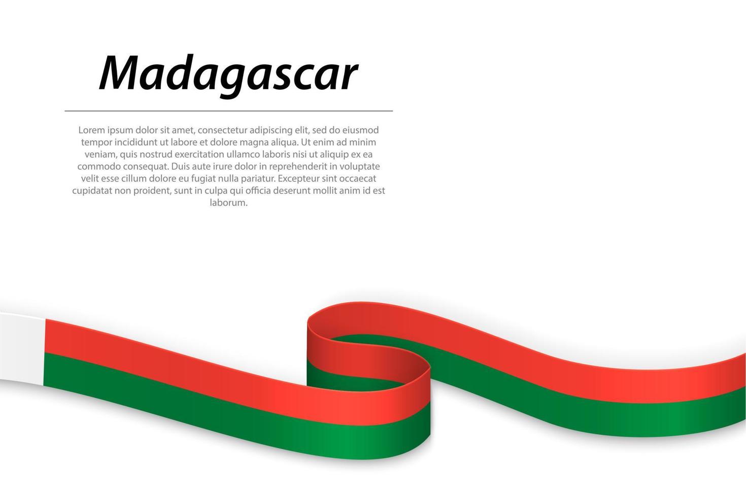 Waving ribbon or banner with flag of Madagascar vector