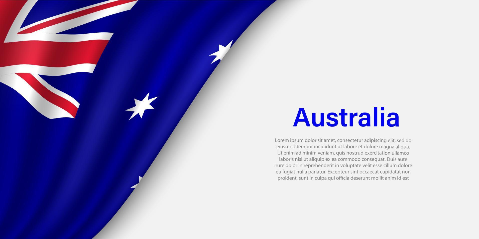 Wave flag of Australia on white background. vector