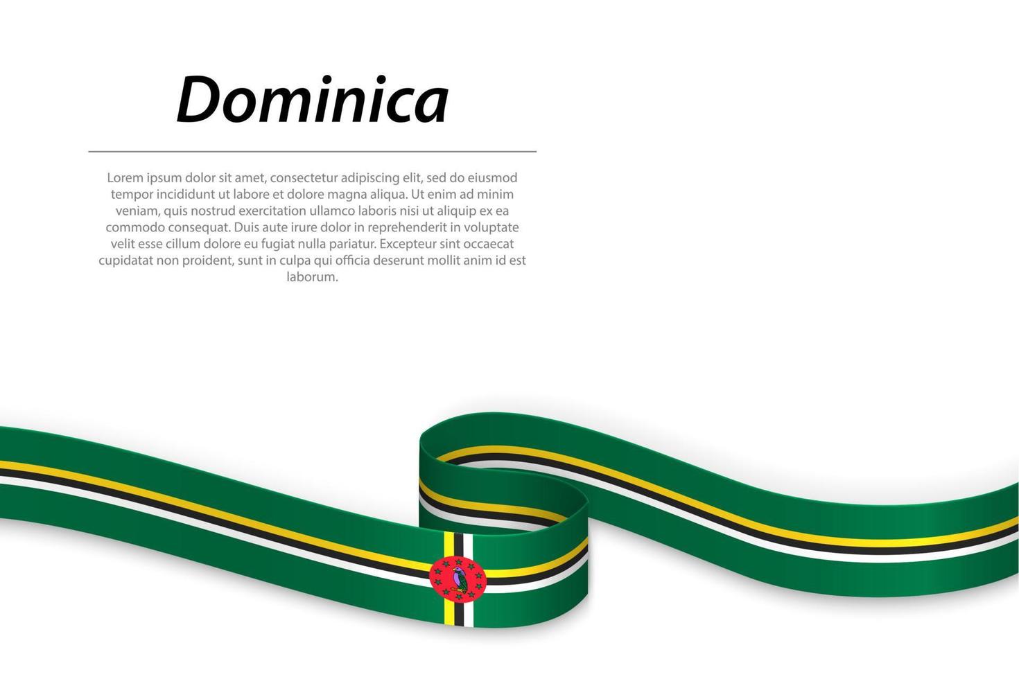 Waving ribbon or banner with flag of Dominica vector