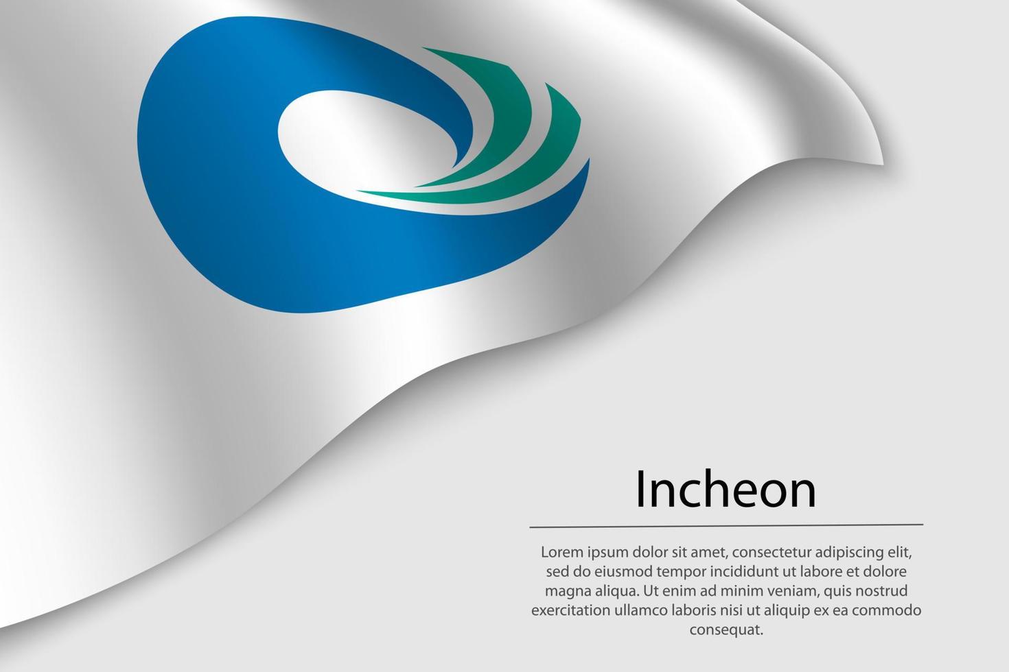 Wave flag of Incheon is a state of South Korea. vector