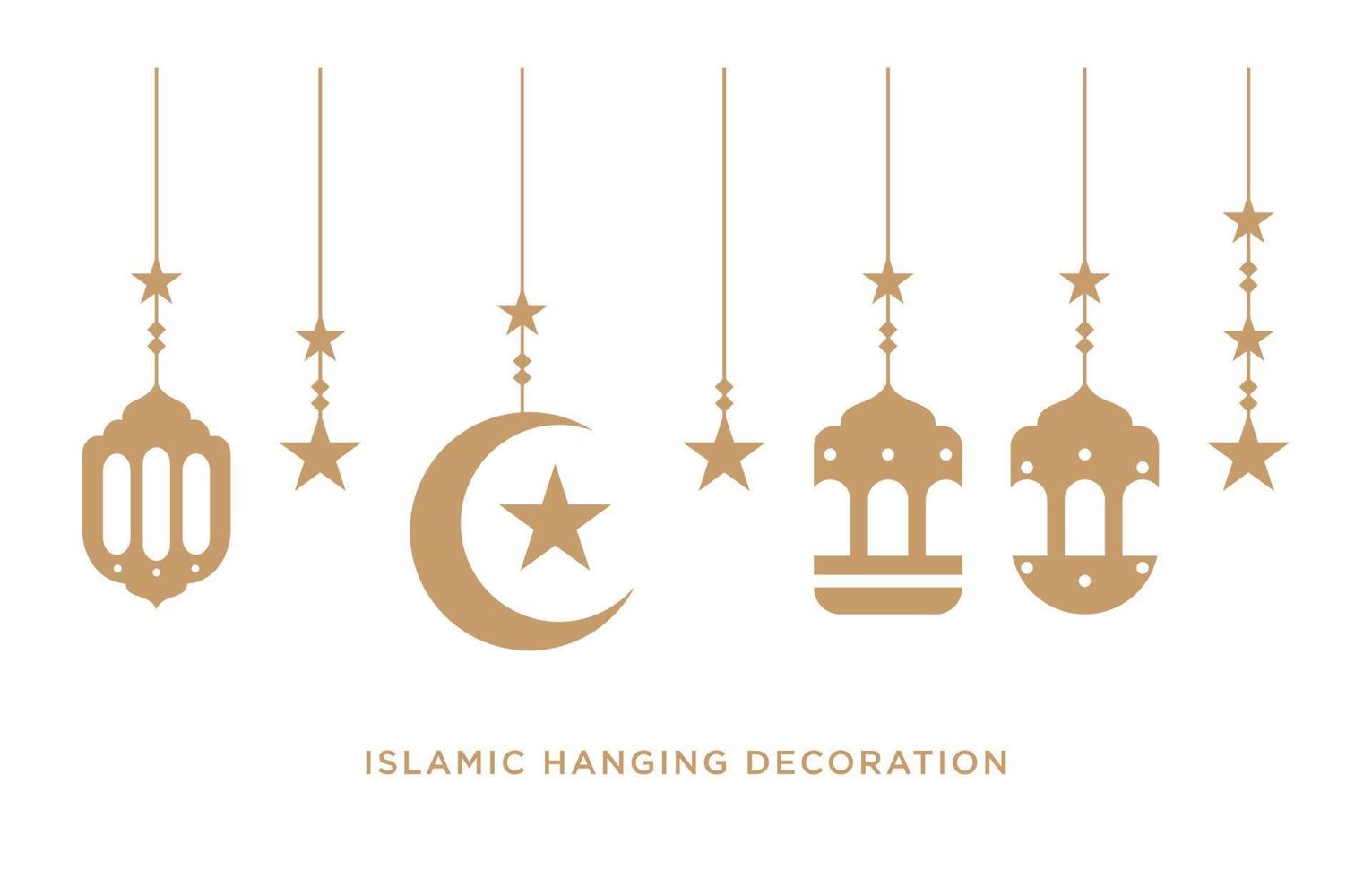 islamic flat hanging lantern decoration for ramadan print and web vector design element