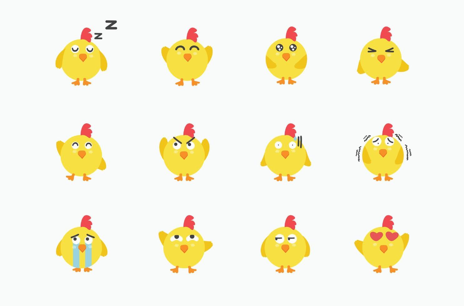 Chick cartoon character pack vector