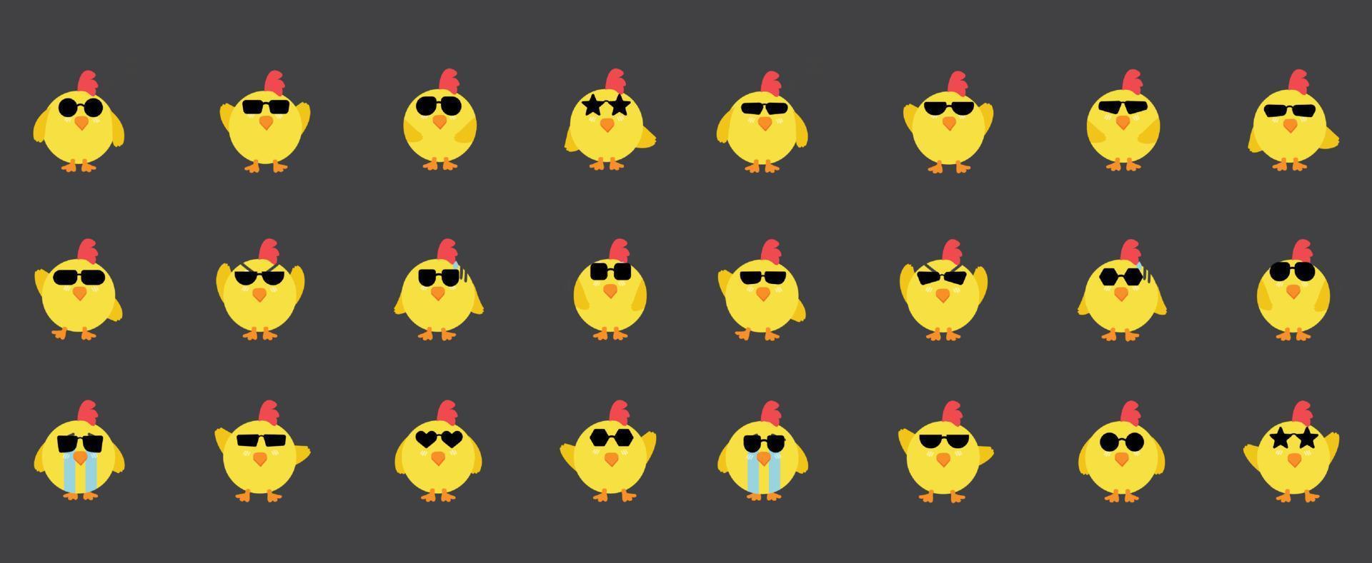 Chick cartoon character pack vector